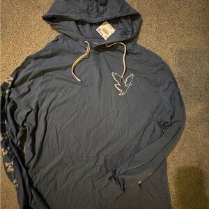 NWT American Eagle Outfitters Blue Tshirt Hoodie with Eagle Logo